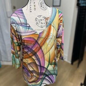 Valentina Colorful Swirl Long Sleeve Top